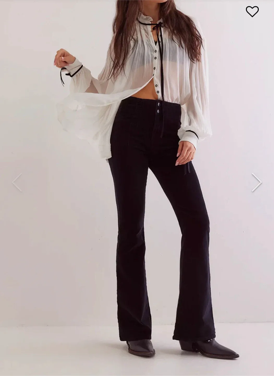 Free People Black Corduroy Flare Pants thumbnail