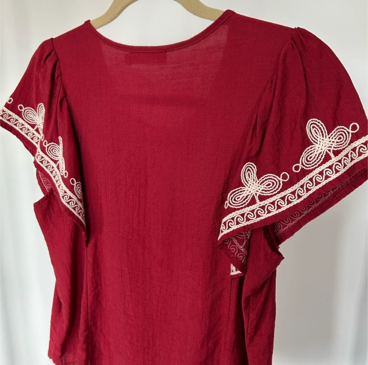 Red Embroidered Viscose Blend Top - photo 2