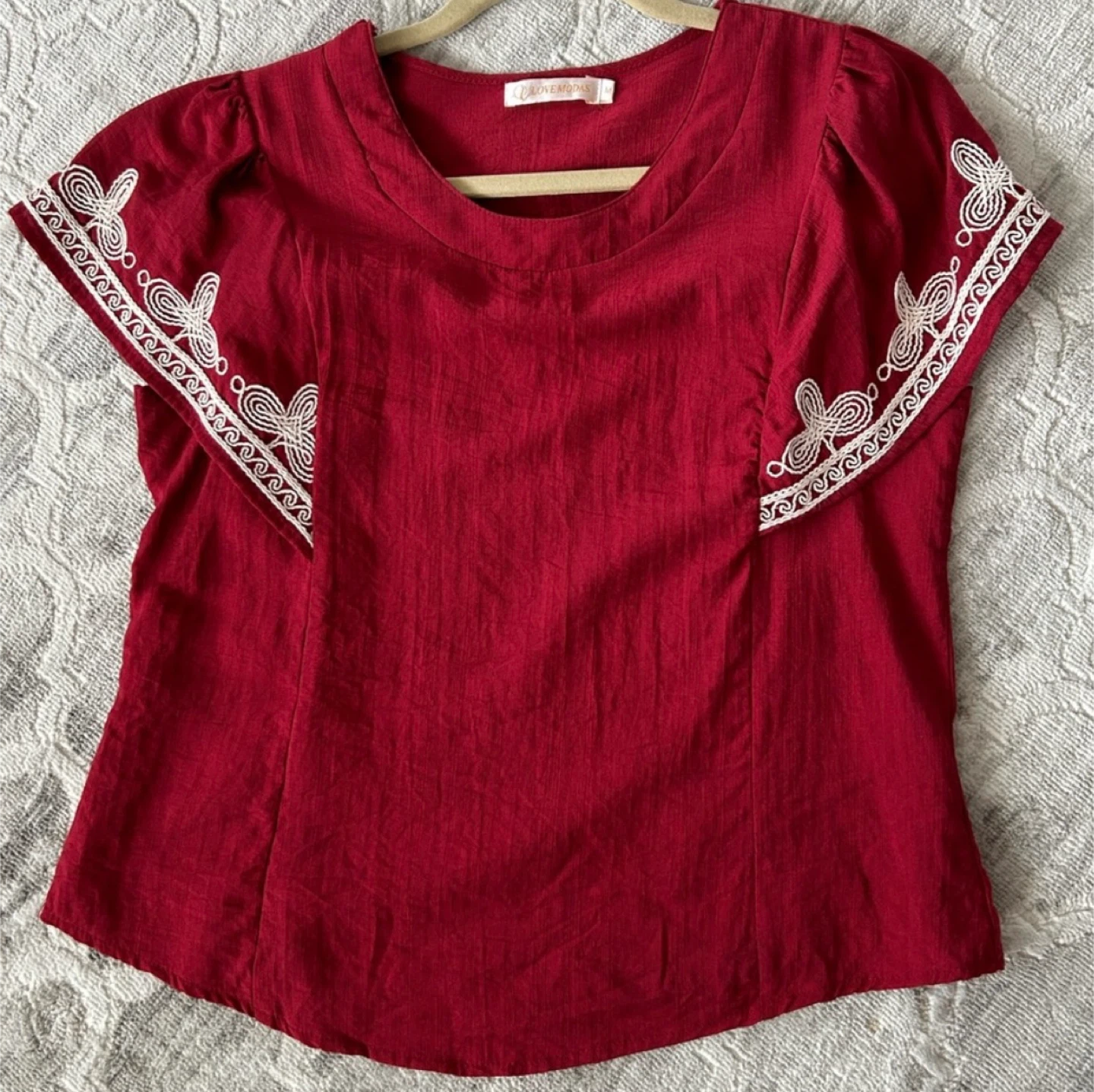 Red Embroidered Viscose Blend Top - photo 4