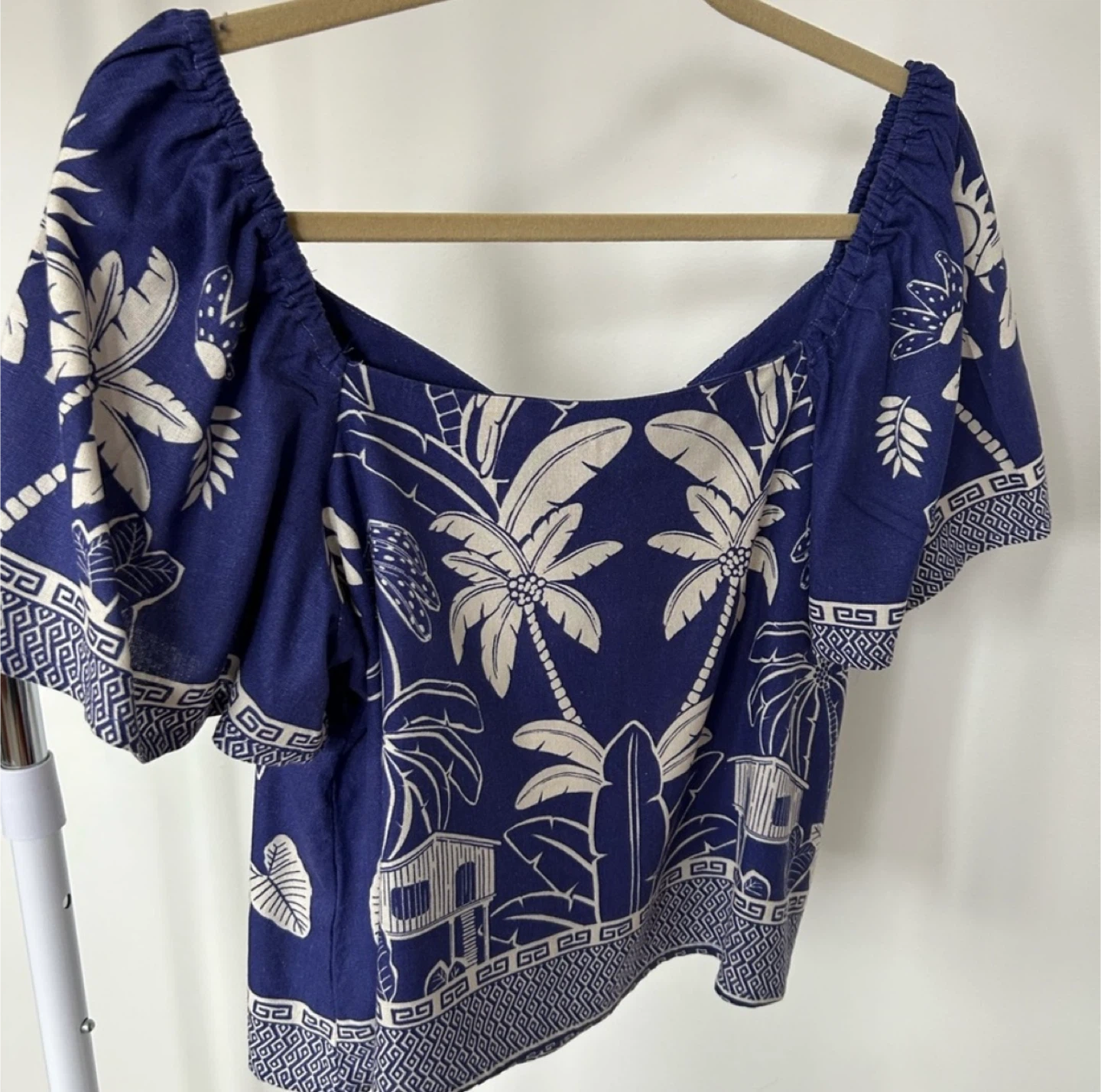 Blue Steel Palm Print Top - Size M