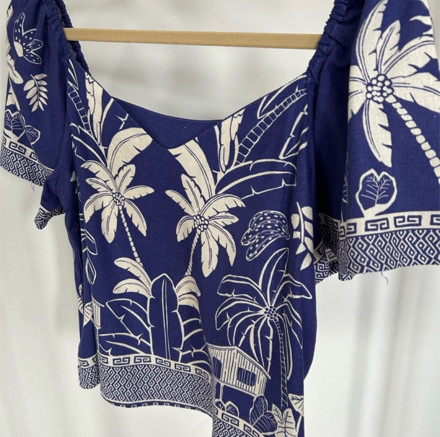 Blue Steel Palm Print Top - Size M - photo 2