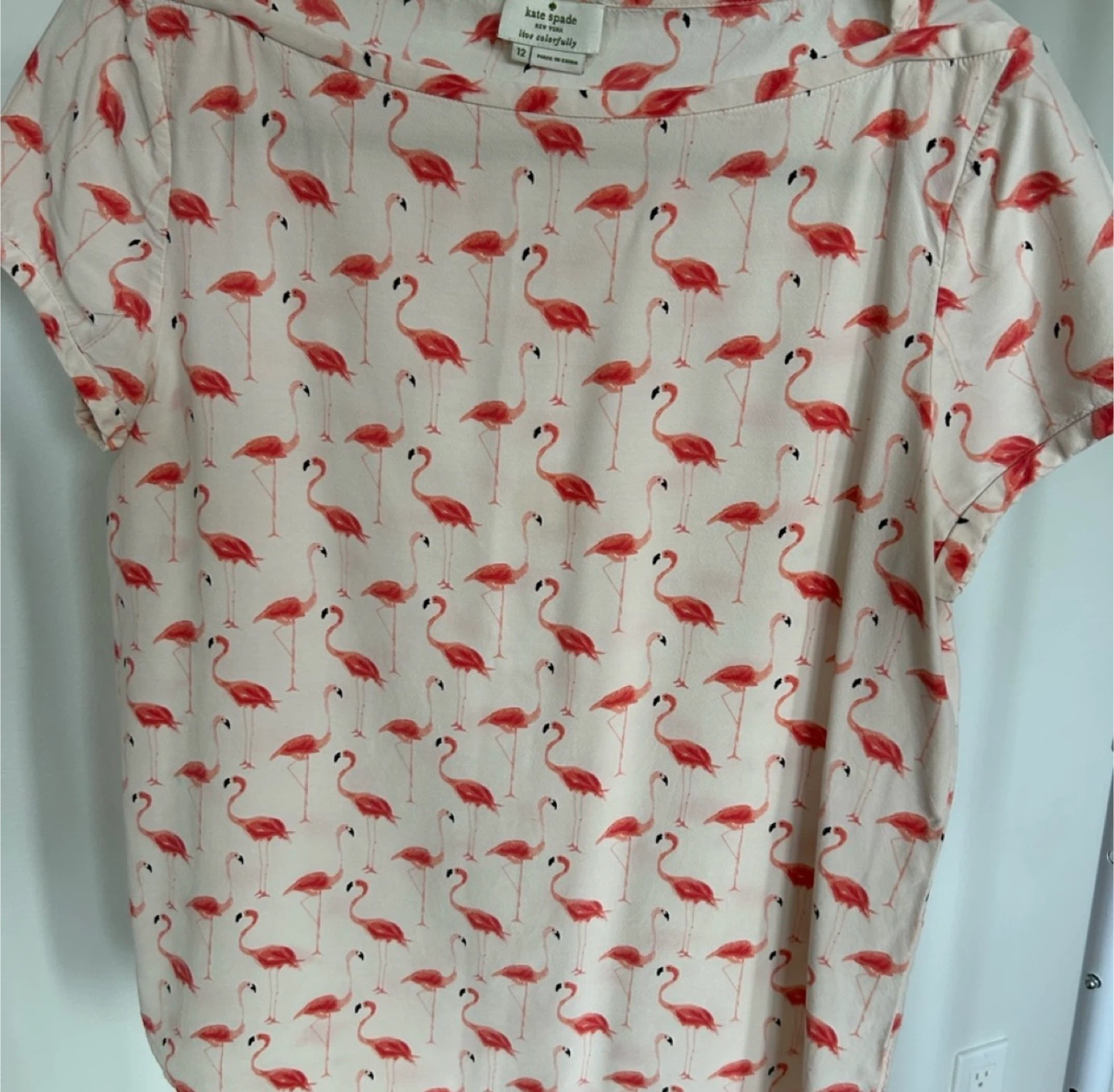 Kate Spade Flamingo Print Top - Size 12