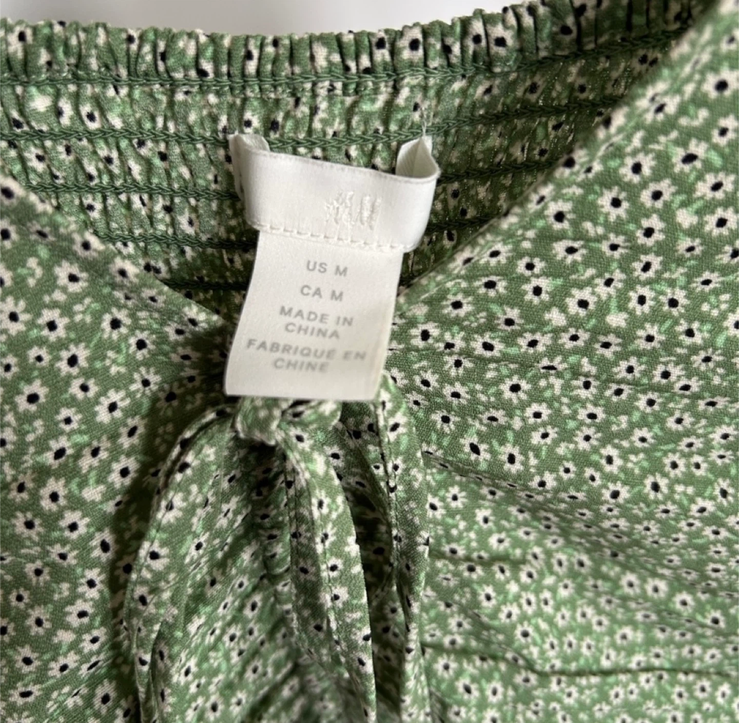 H&M Green Floral Long Sleeve Blouse - Size M - photo 5