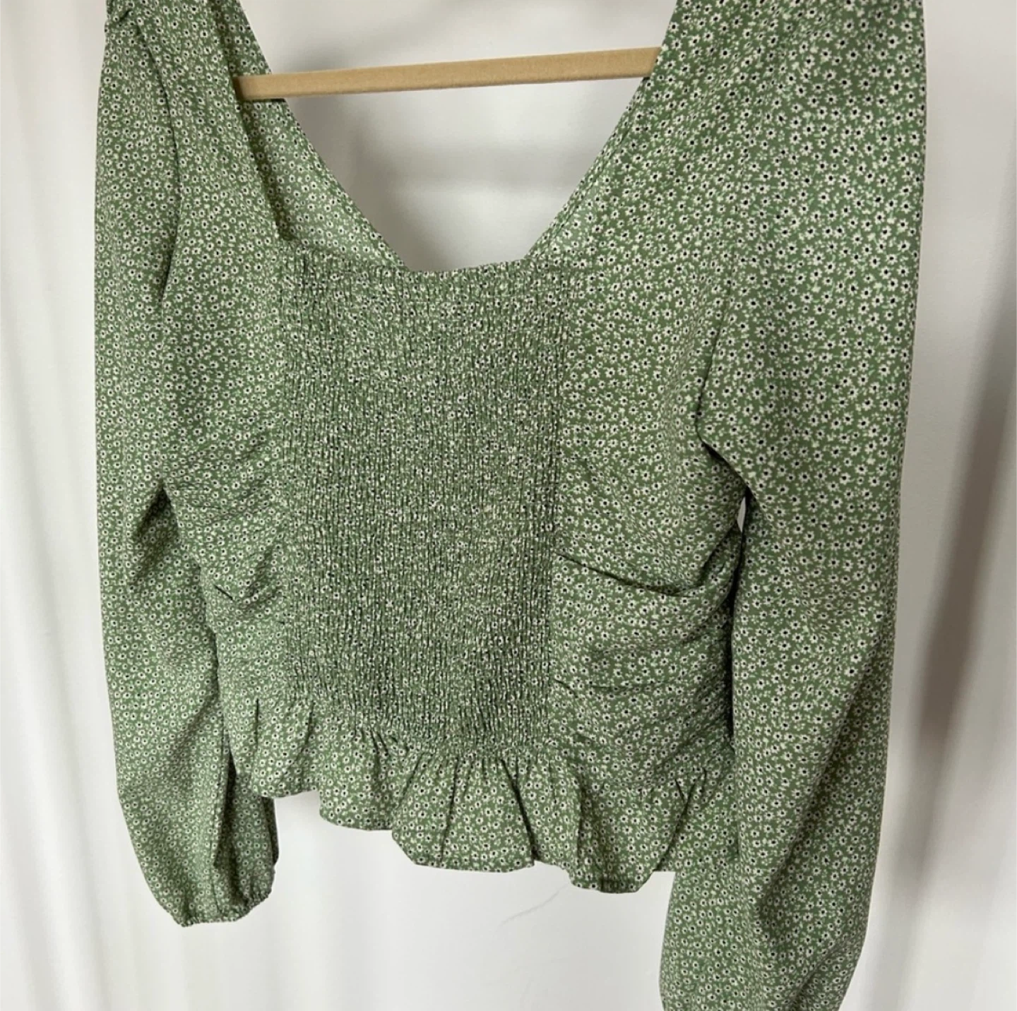 H&M Green Floral Long Sleeve Blouse - Size M - photo 2