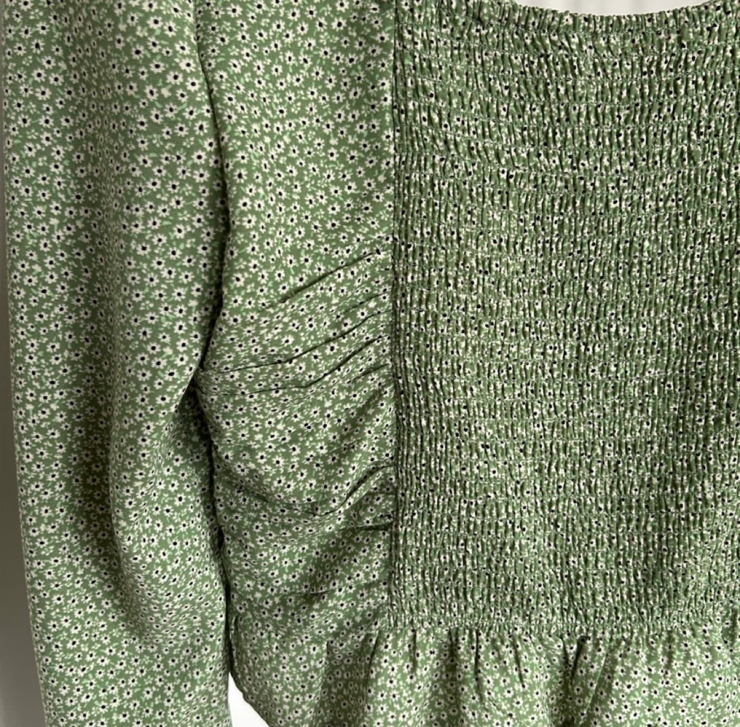 H&M Green Floral Long Sleeve Blouse - Size M - photo 4