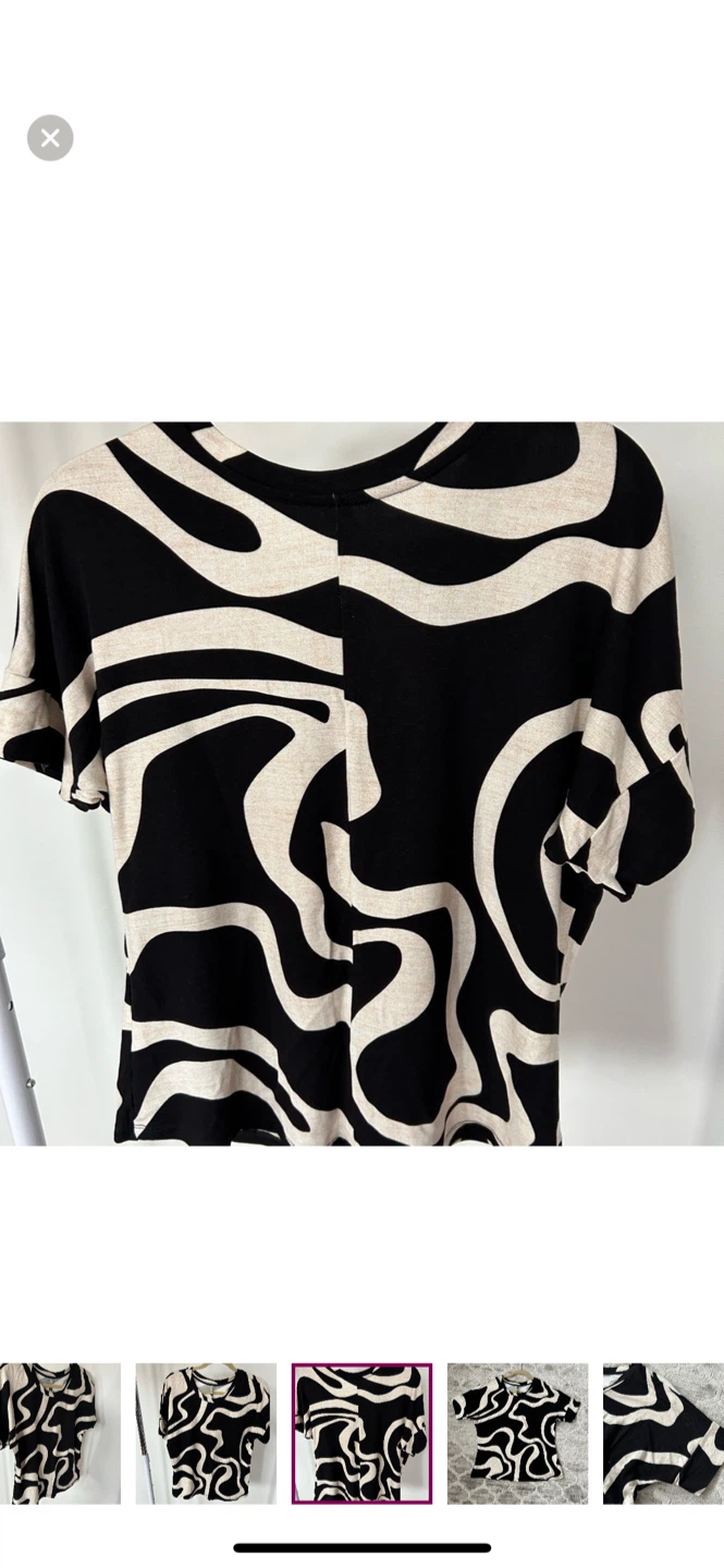 H&M Black & Beige Swirl Pattern T-Shirt - photo 3