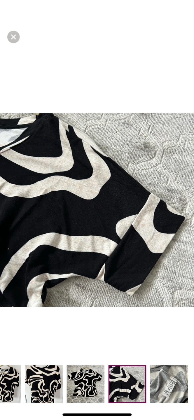 H&M Black & Beige Swirl Pattern T-Shirt - photo 5