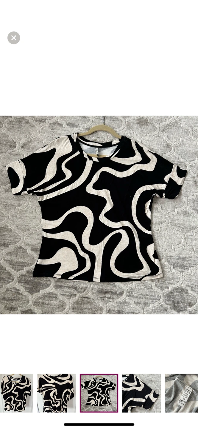 H&M Black & Beige Swirl Pattern T-Shirt - photo 4