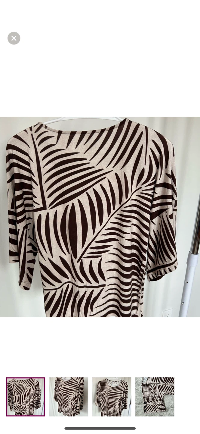 Brown & Beige Leaf Print Top - photo 3