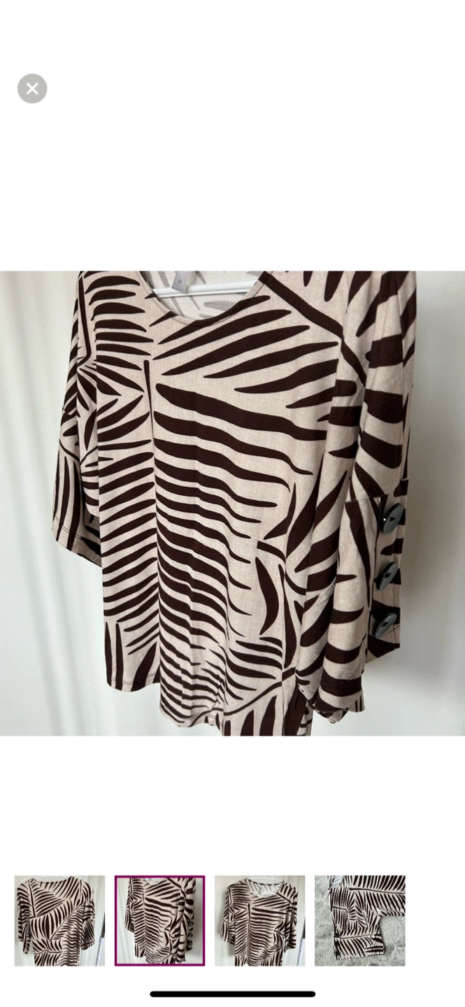 Brown & Beige Leaf Print Top - photo 2