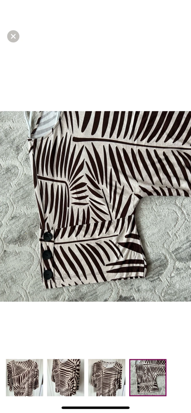 Brown & Beige Leaf Print Top - photo 4