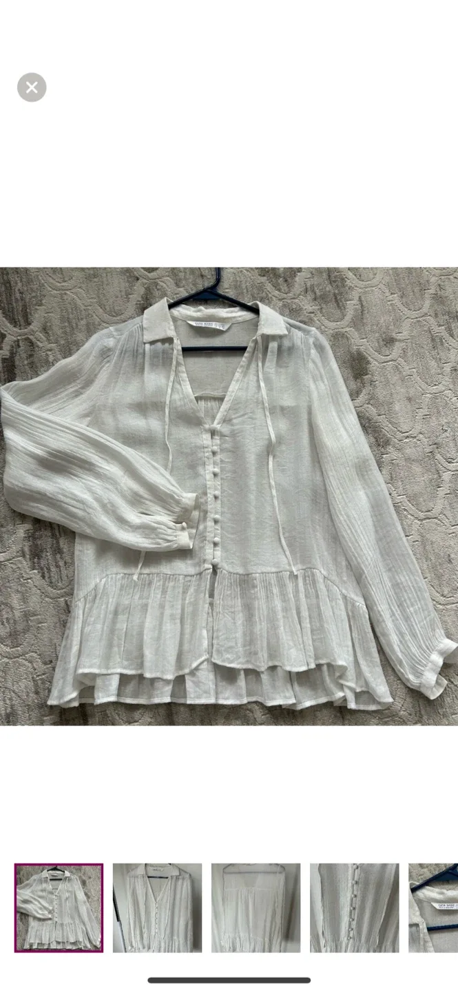 Zara Basic White Blouse - Size M thumbnail