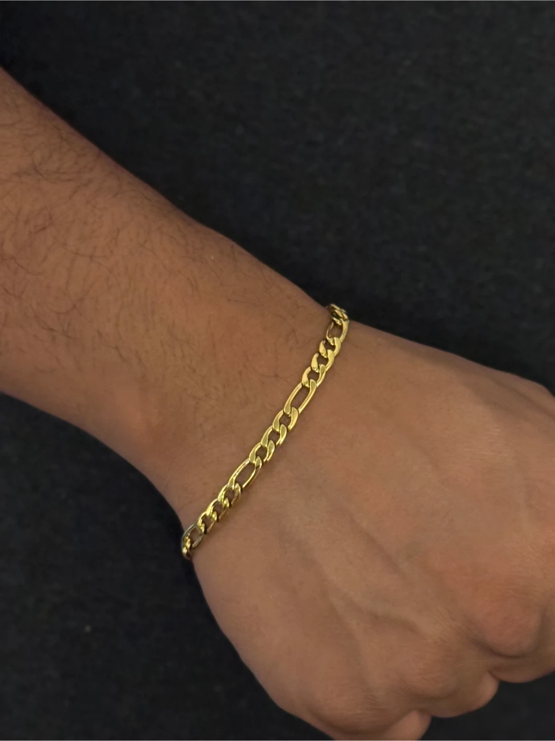 18k Gold plated stainless steel Figaro Chain Bracelet - photo 3