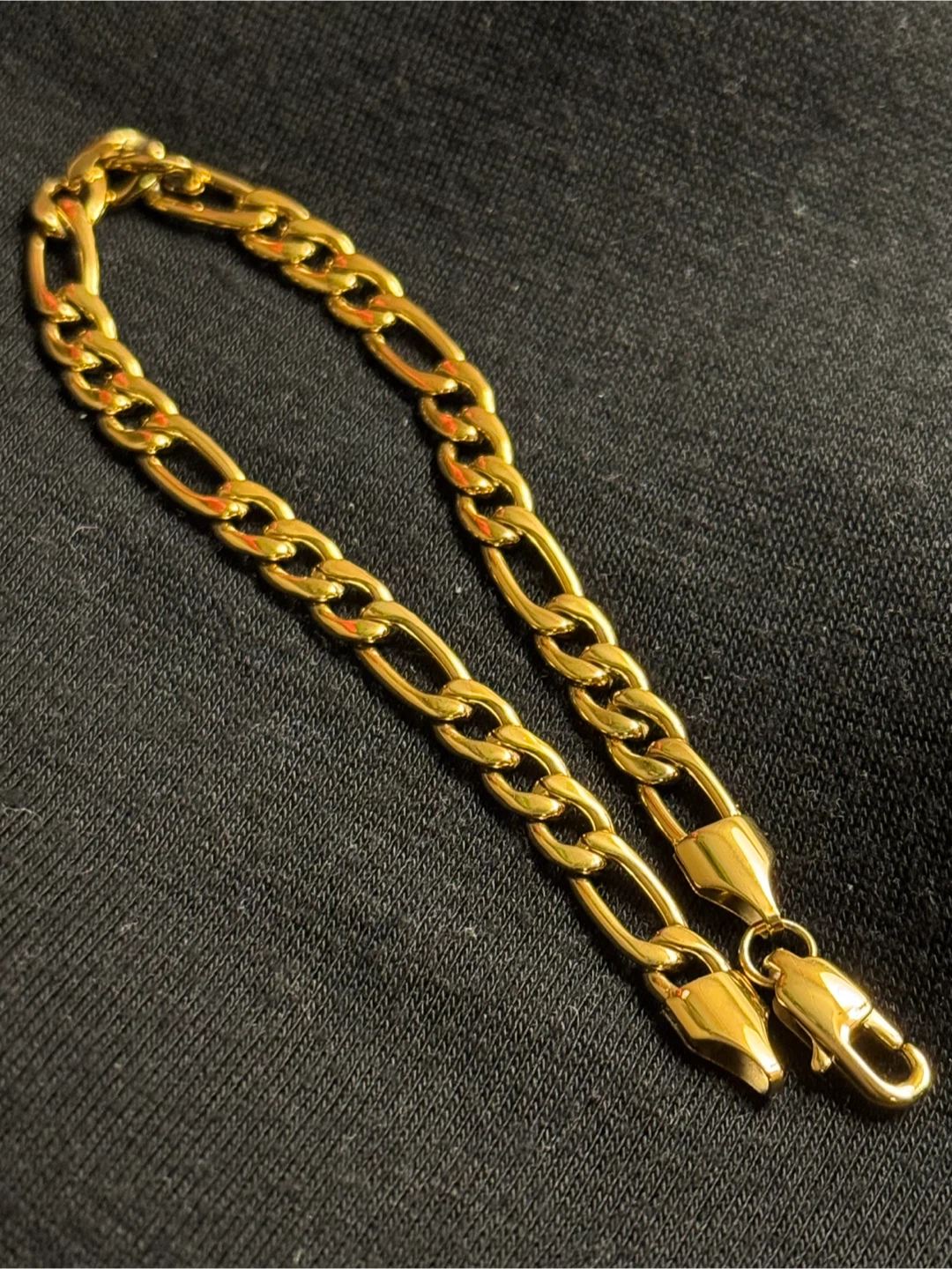 18k Gold plated stainless steel Figaro Chain Bracelet - photo 2