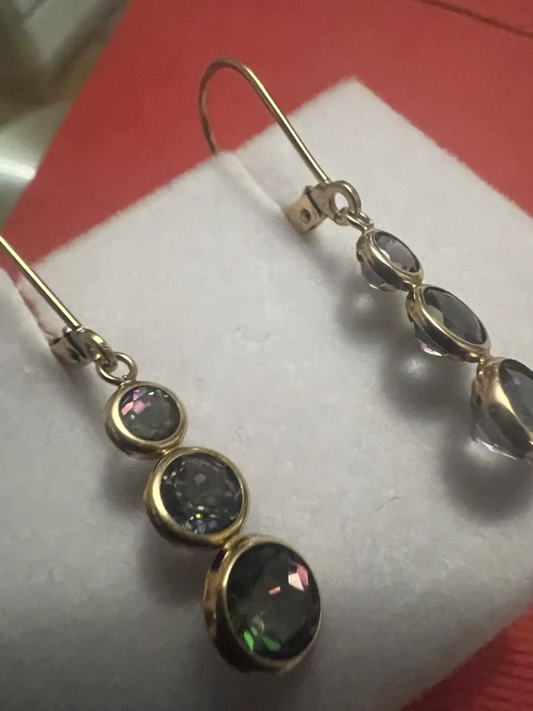 10 k Dangle Earrings with Mystic Topaz thumbnail