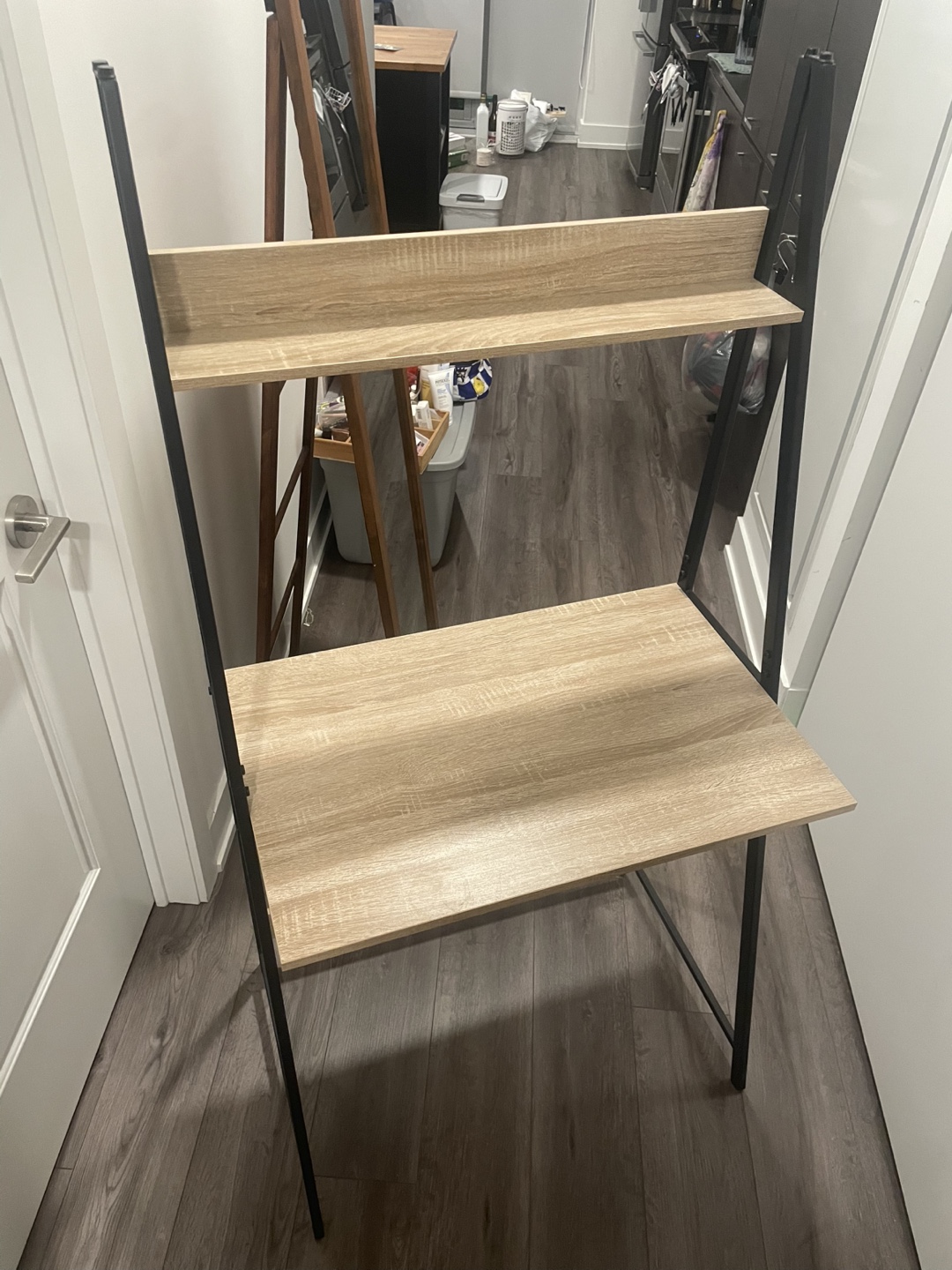 Ladder Shelf Desk - Blond Wood & Black Metal