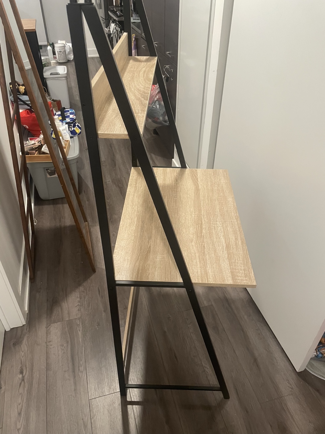 Ladder Shelf Desk - Blond Wood & Black Metal - photo 2