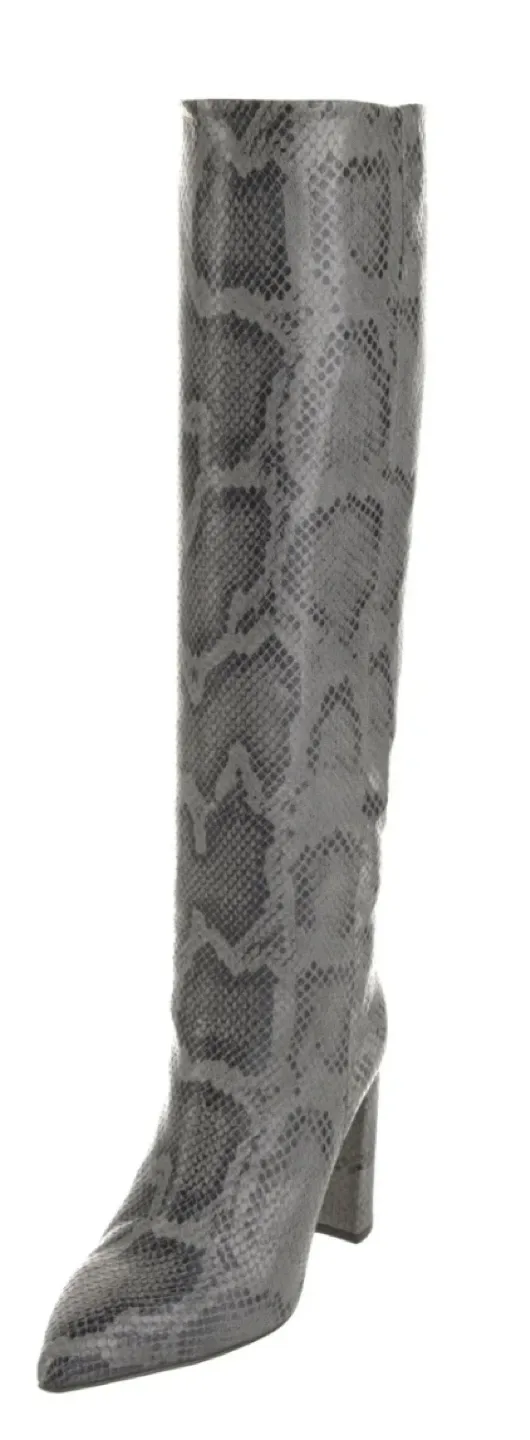 Paris Texas Grey Snake Embossed Knee High Boots Size 8.5 image indicator(5)
