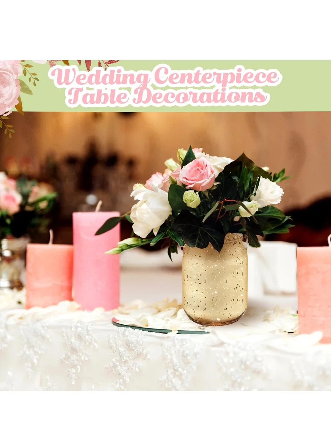 Tioncy 12 Pcs Painted Mason Jars - Gold image indicator(6)