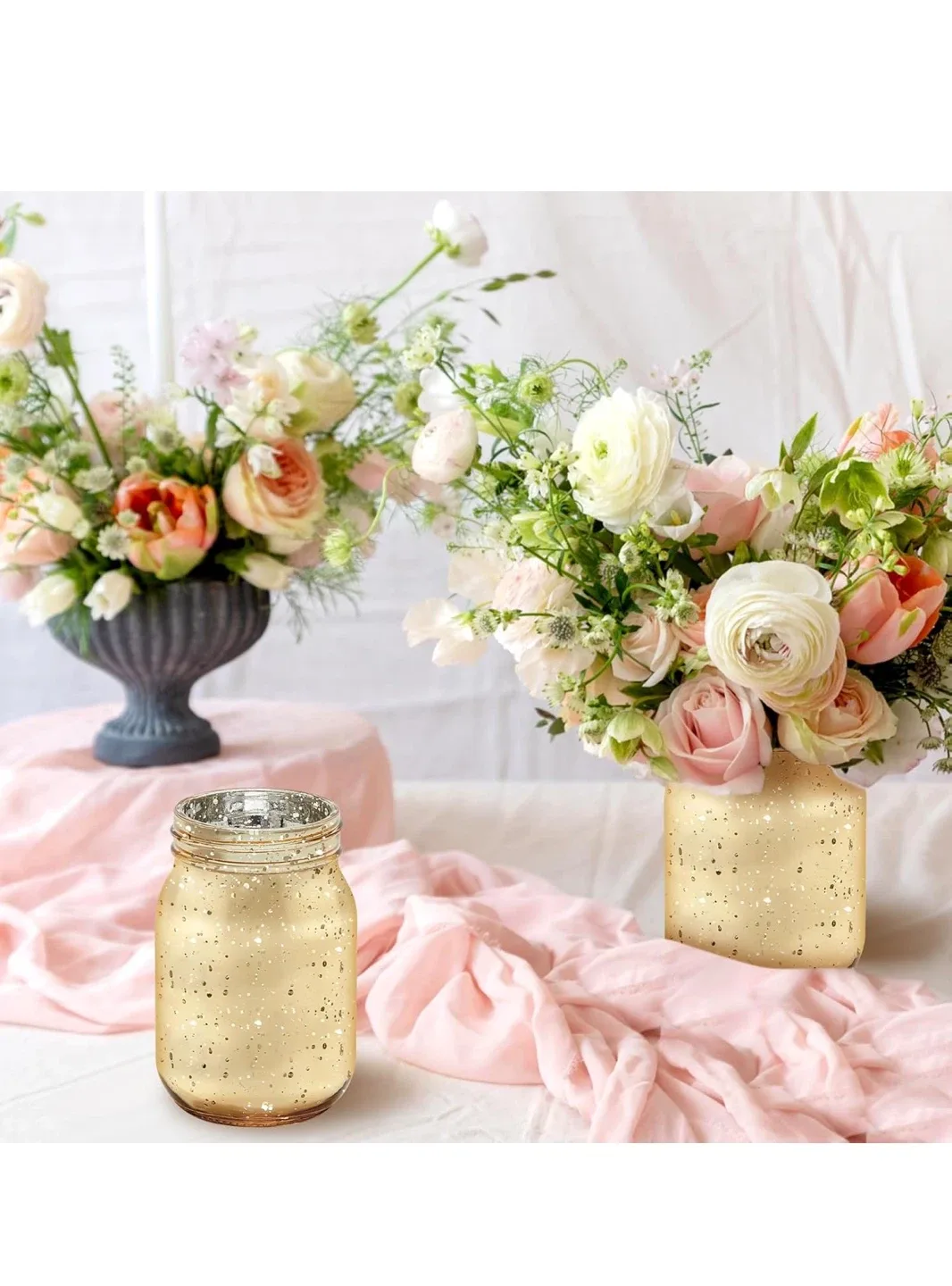 Tioncy 12 Pcs Painted Mason Jars - Gold image indicator(2)