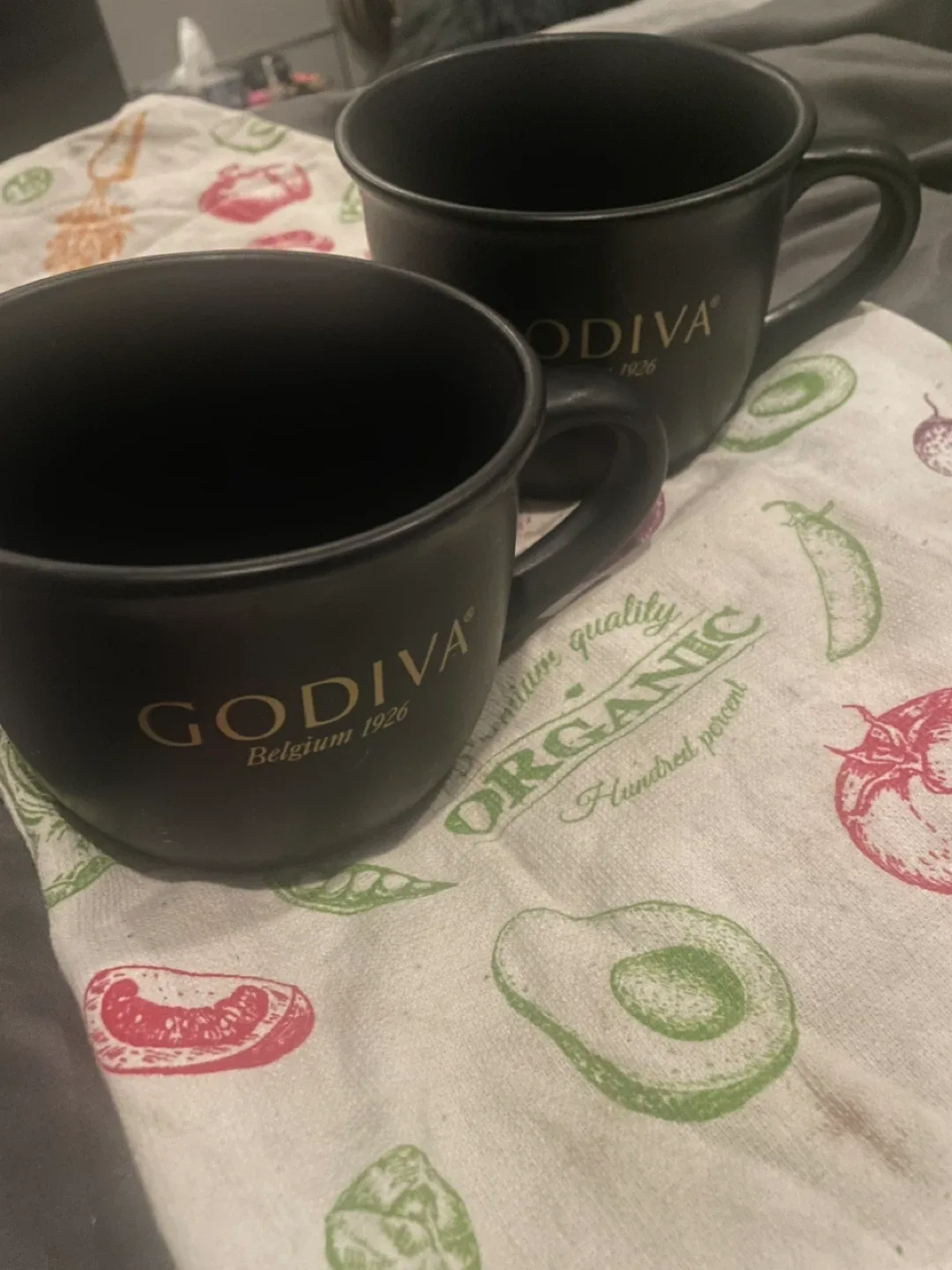 Godiva Belgium 1926 Black Coffee Mugs - Set of 2 thumbnail