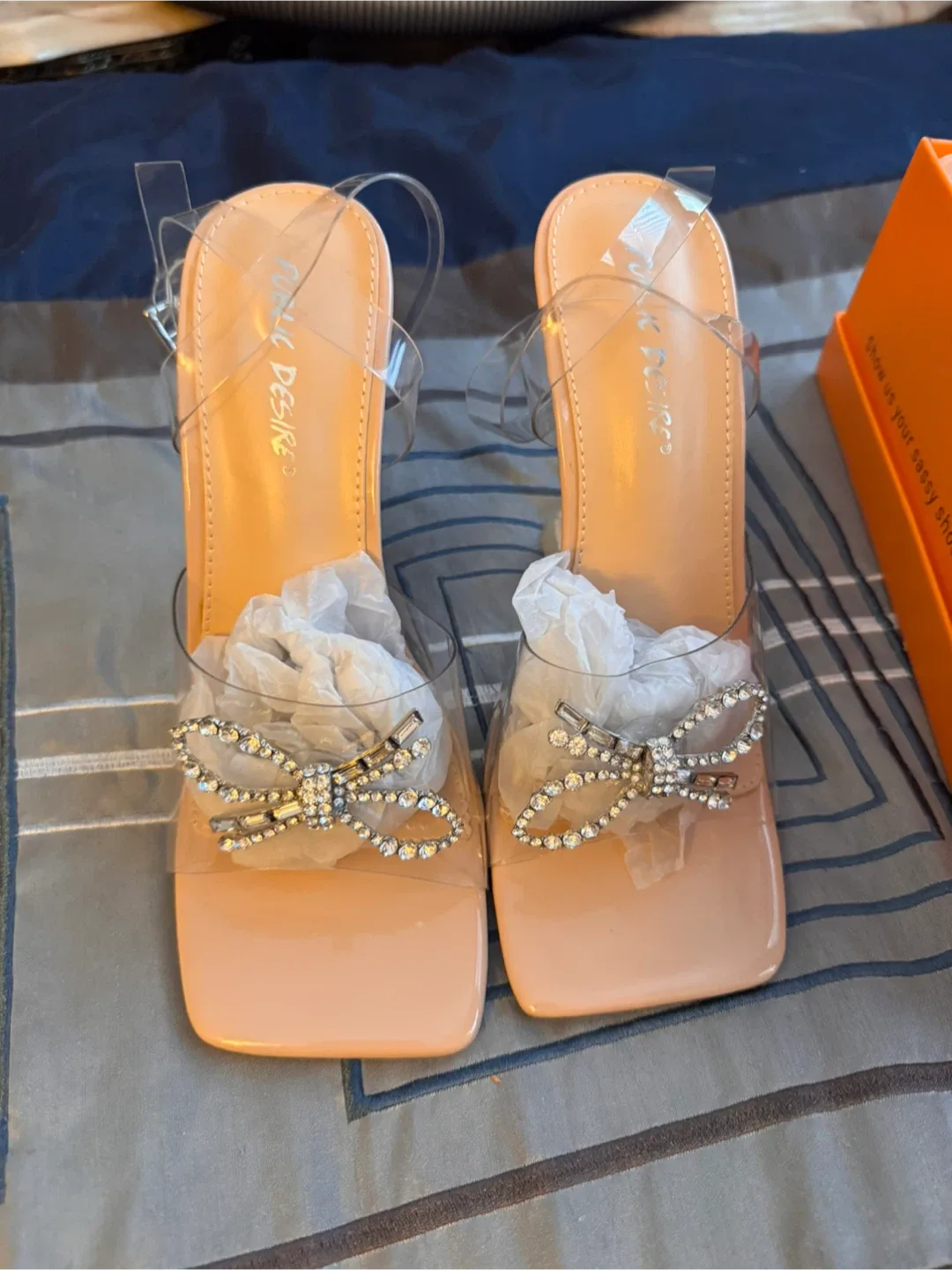 Public Desire Irna Embellished Heeled Sandals - Beige, Size 7 thumbnail