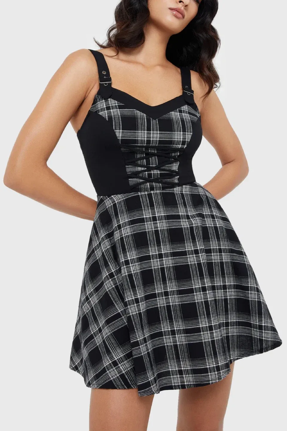 NEW Killstar Gothic Sexy Black Grey Mini Dress XS thumbnail