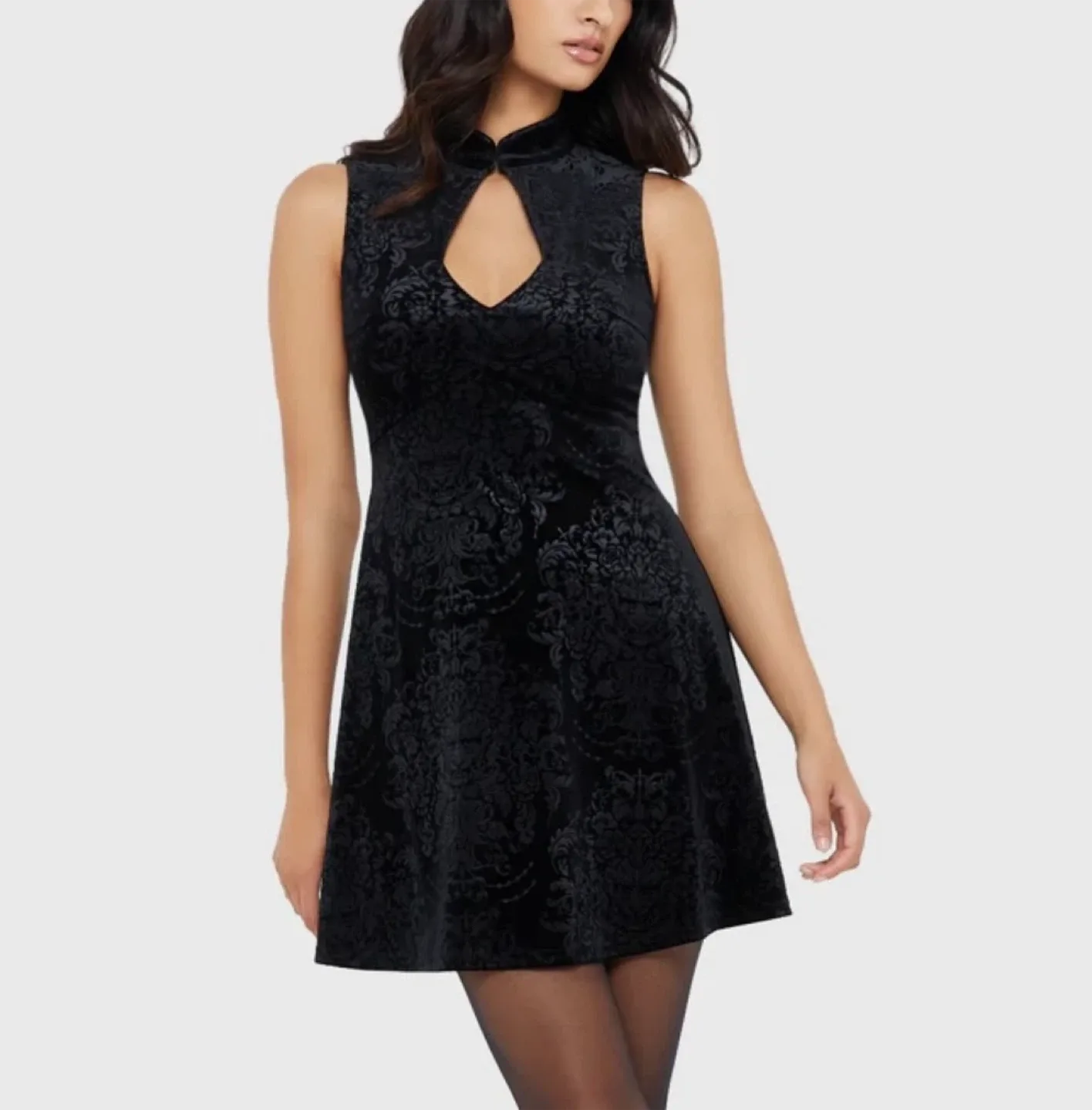 NEW Killstar Gothic Witchy Sexy Black Velvet Mini Dress XS thumbnail