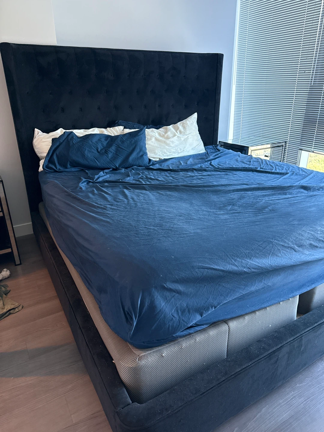 Black King Upholstered Bed Frame