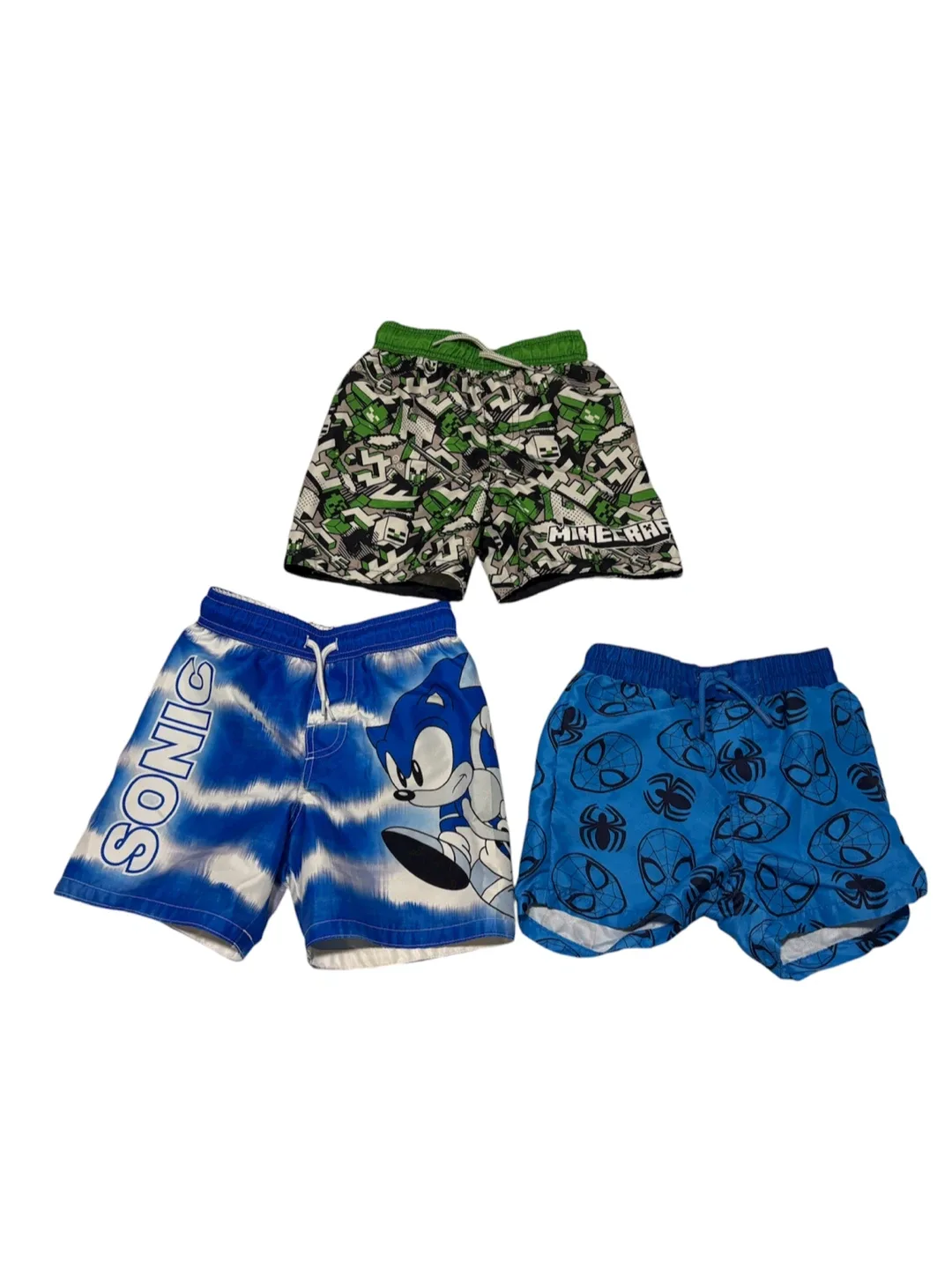 Boys Swim Trunks - Spiderman, Minecraft, Sonic - Size 4