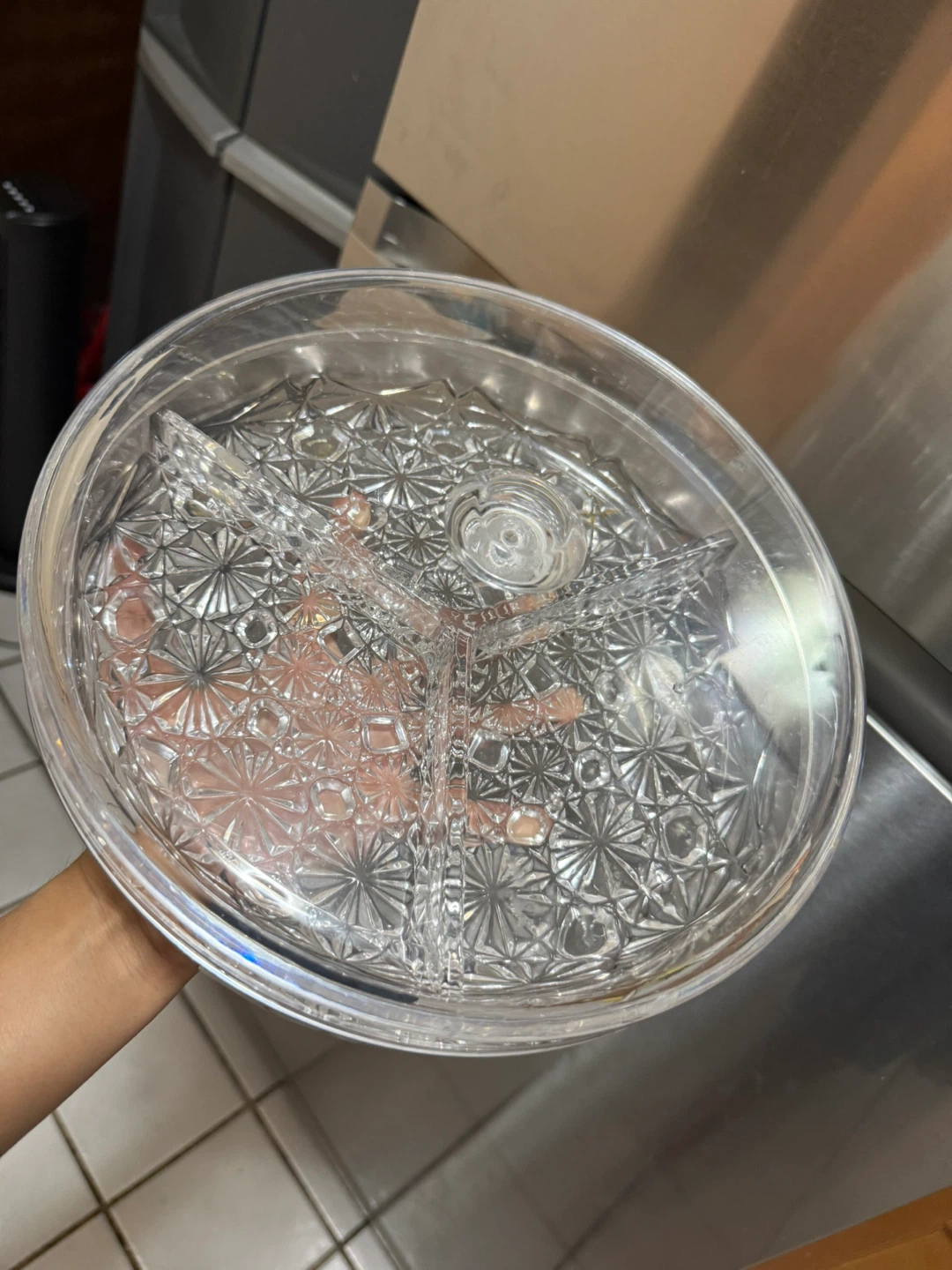 Vintage Clear Divided Serving Dish
