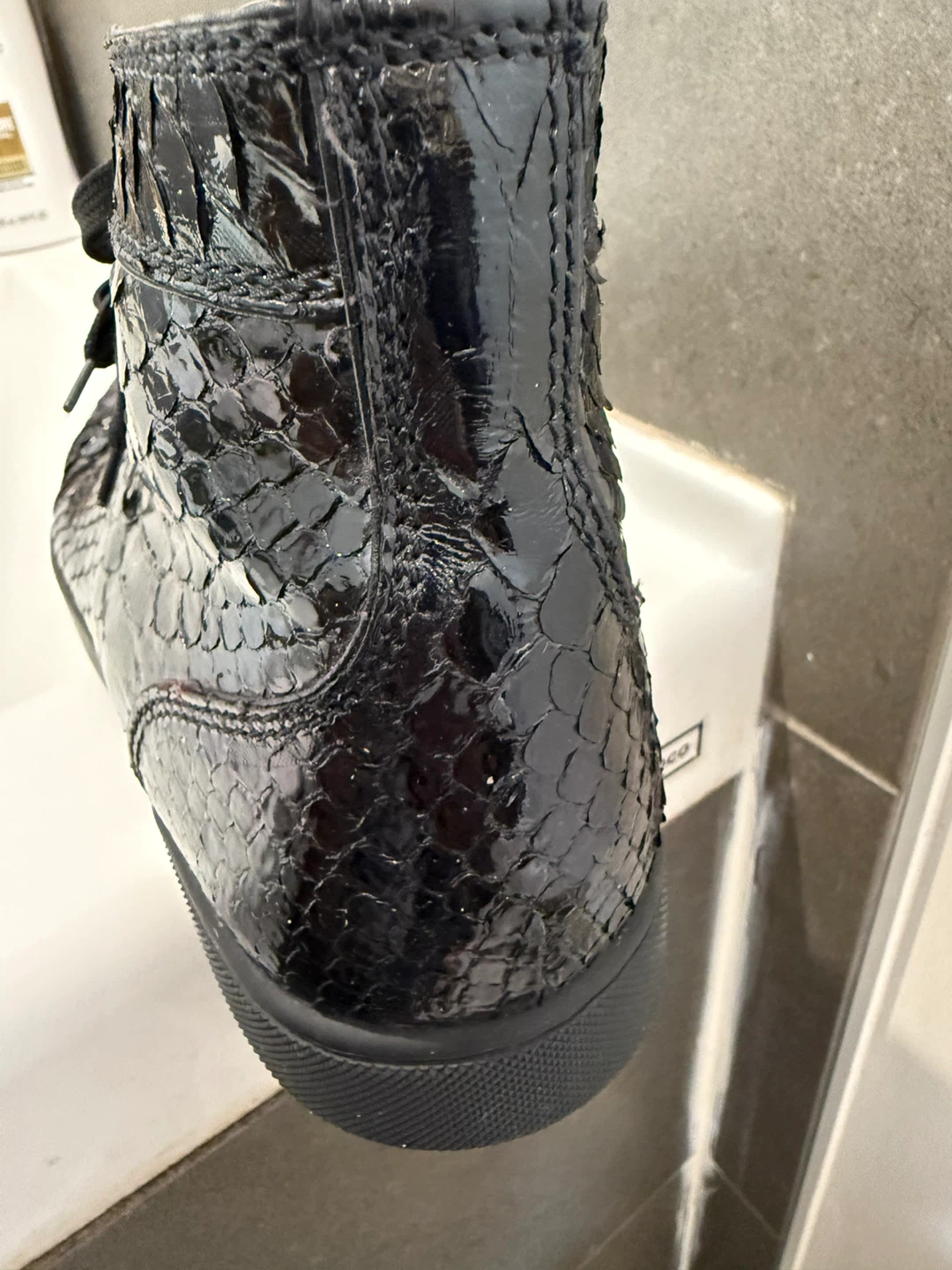 Christian Louboutin Black Snakeskin High-Top Sneaker - photo 2
