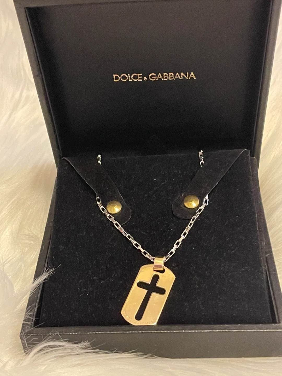 AUTHENTIC TWO-TONE D&G CROSS DOG TAG (UNISEX) image indicator(5)