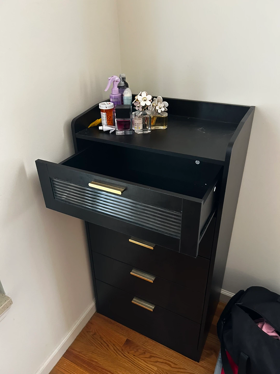Black 5-Drawer Chest Dresser - photo 2