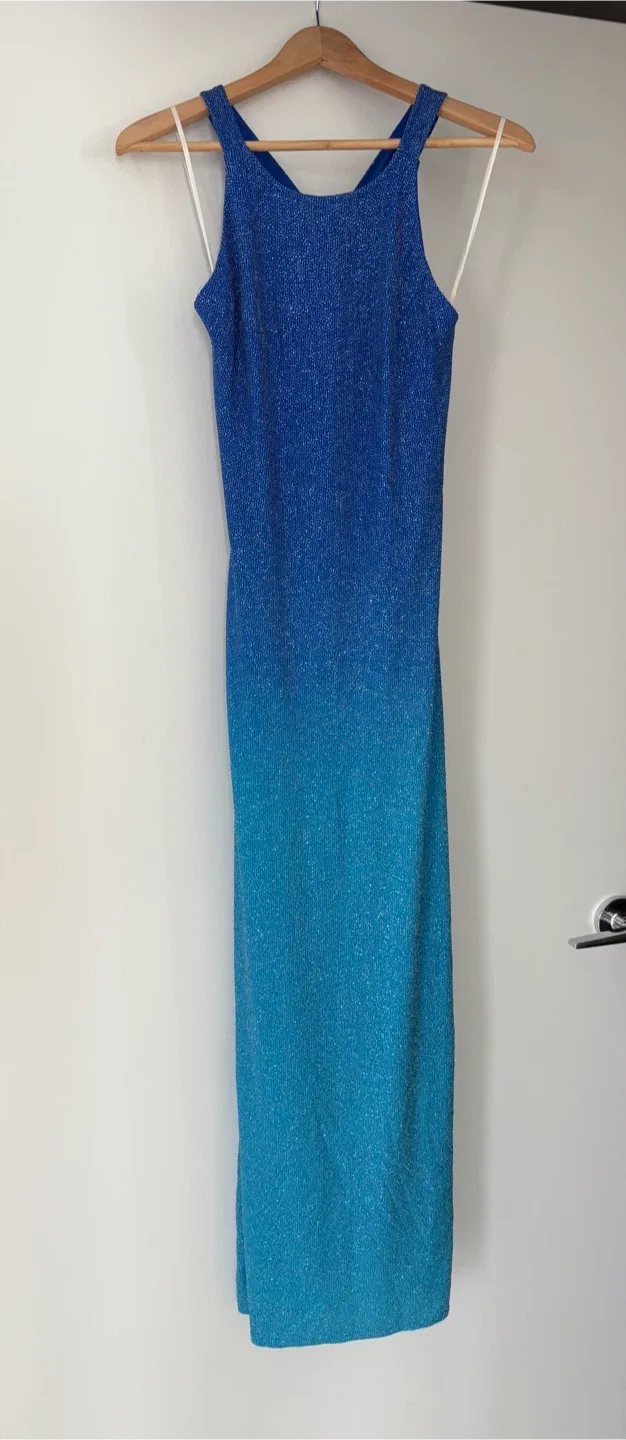 Ombre Blue Sparkle Dress with Cross Back Size 9/10 thumbnail