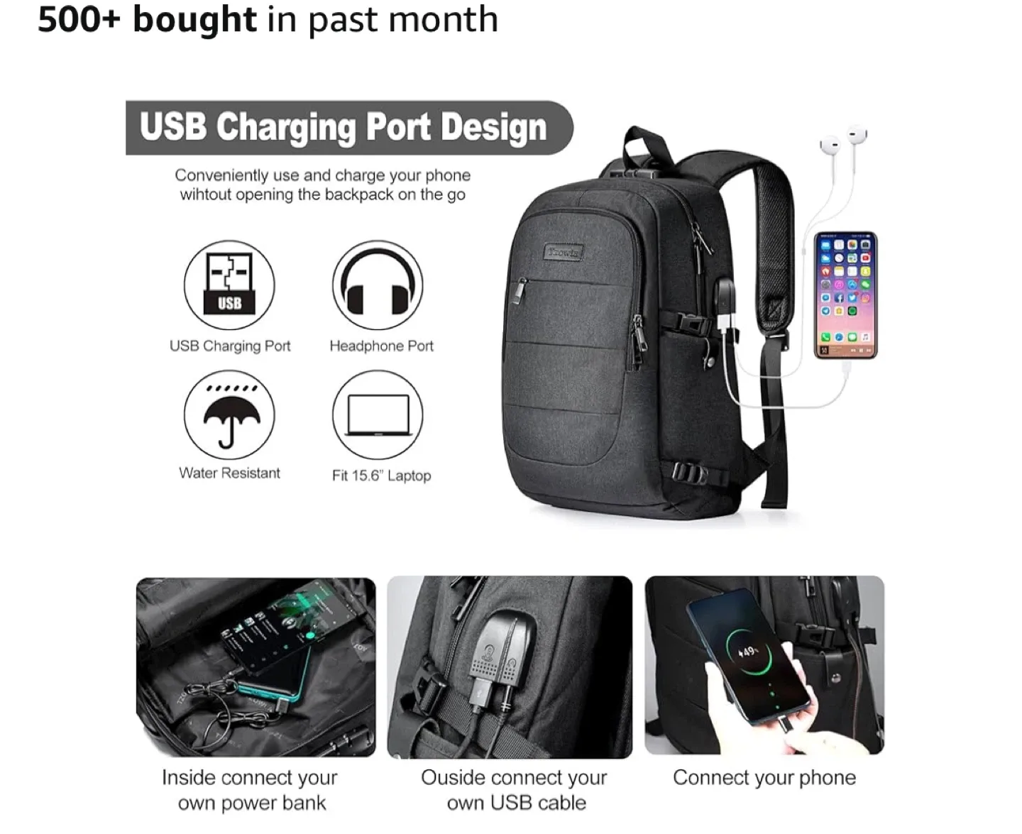 Tzowla Laptop Travel Backpack image indicator(3)