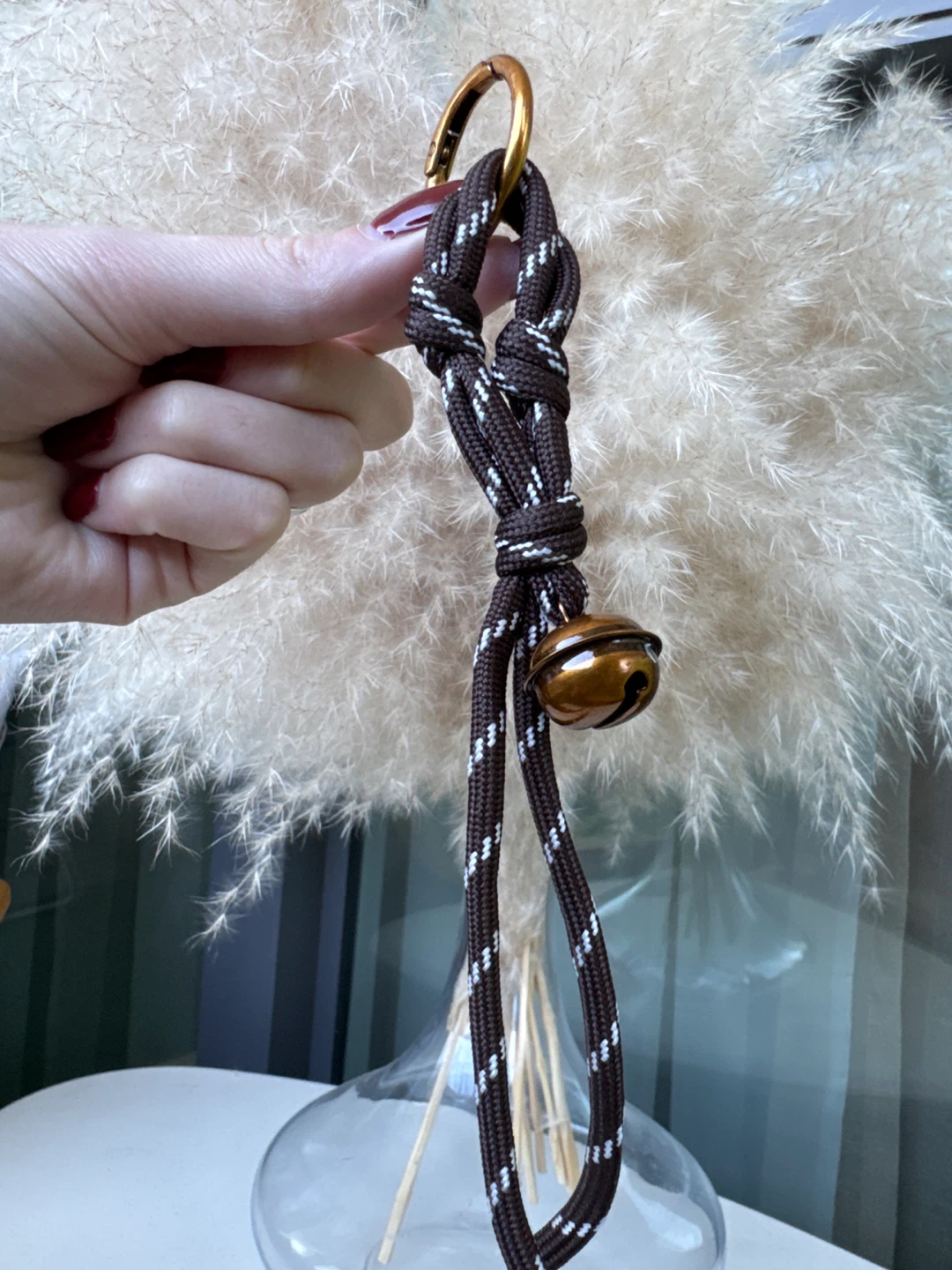 Brown & White Bell Keychain