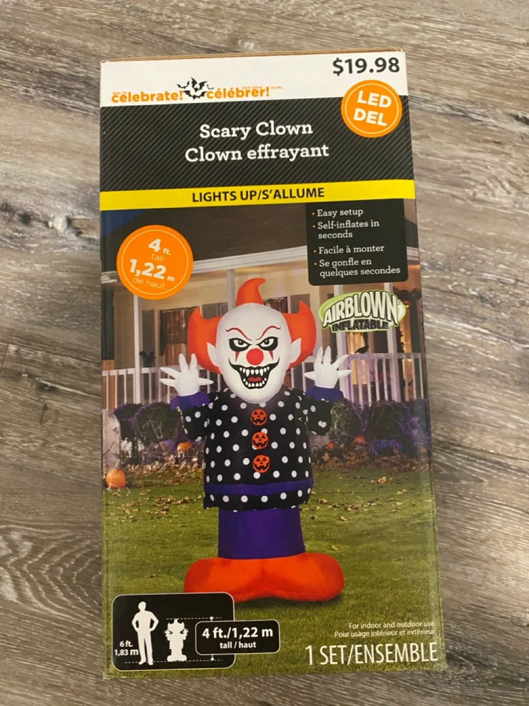 New Halloween Scary Clown Airblown Inflatable - 4ft thumbnail