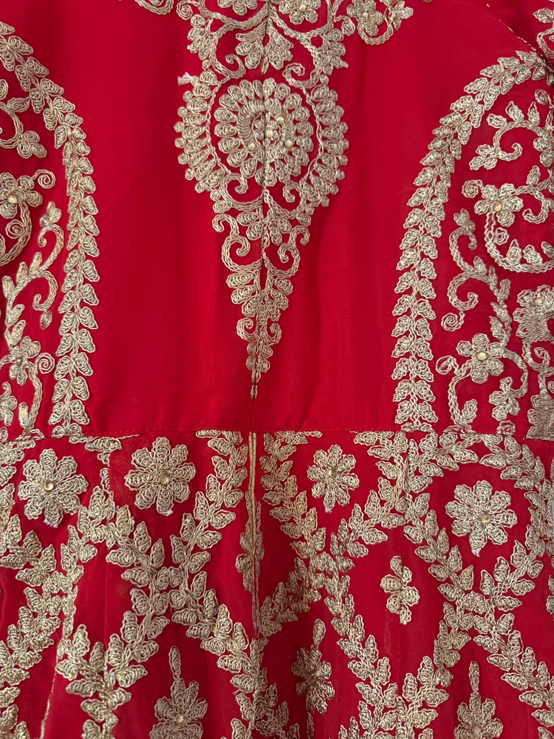 Red & Gold Embroidered Anarkali Dress