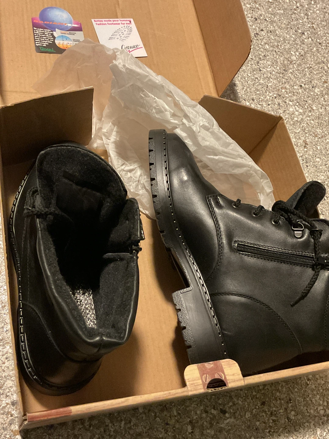 Men’s Black Leather Boots, Size 10