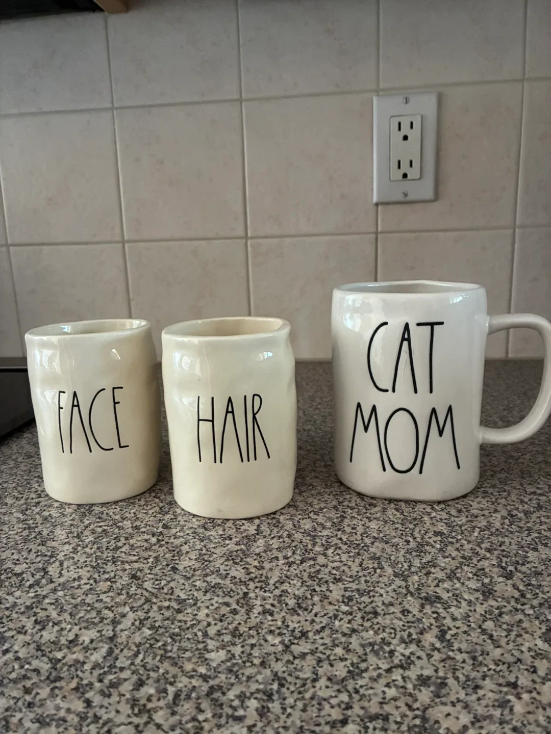 Rae Dunn Artisan Collection Face, Hair, Cat Mom Mugs thumbnail