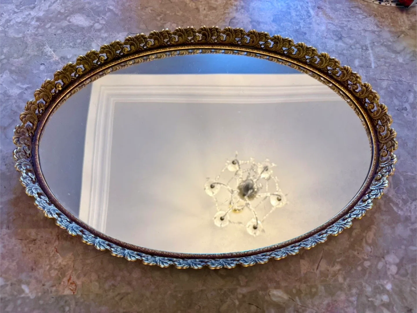 Vintage Oval Gold Mirror (19" x 13") thumbnail
