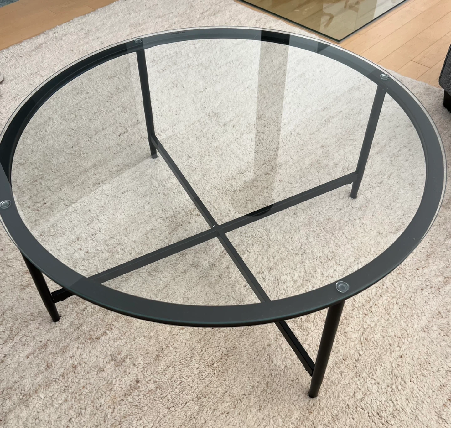 Round Glass Coffee Table - Black Frame