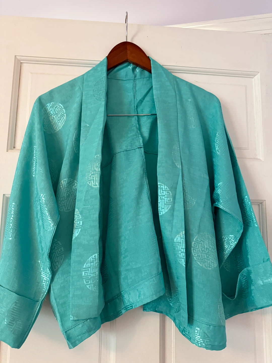 Teal Cropped Tibetan and sherpa Jacket(Honju) - photo 2