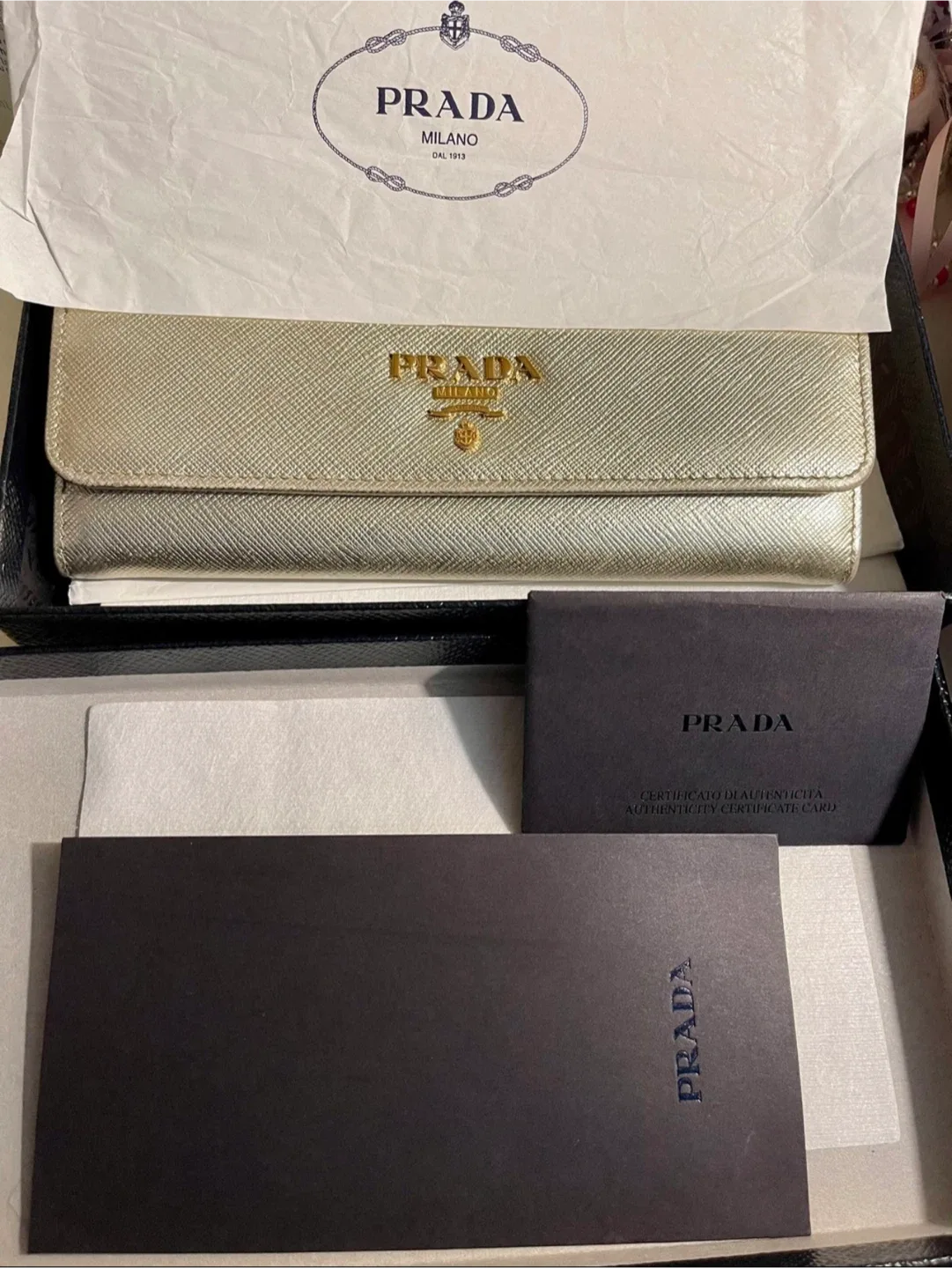 Authentic Prada Gold Wallet with Box thumbnail
