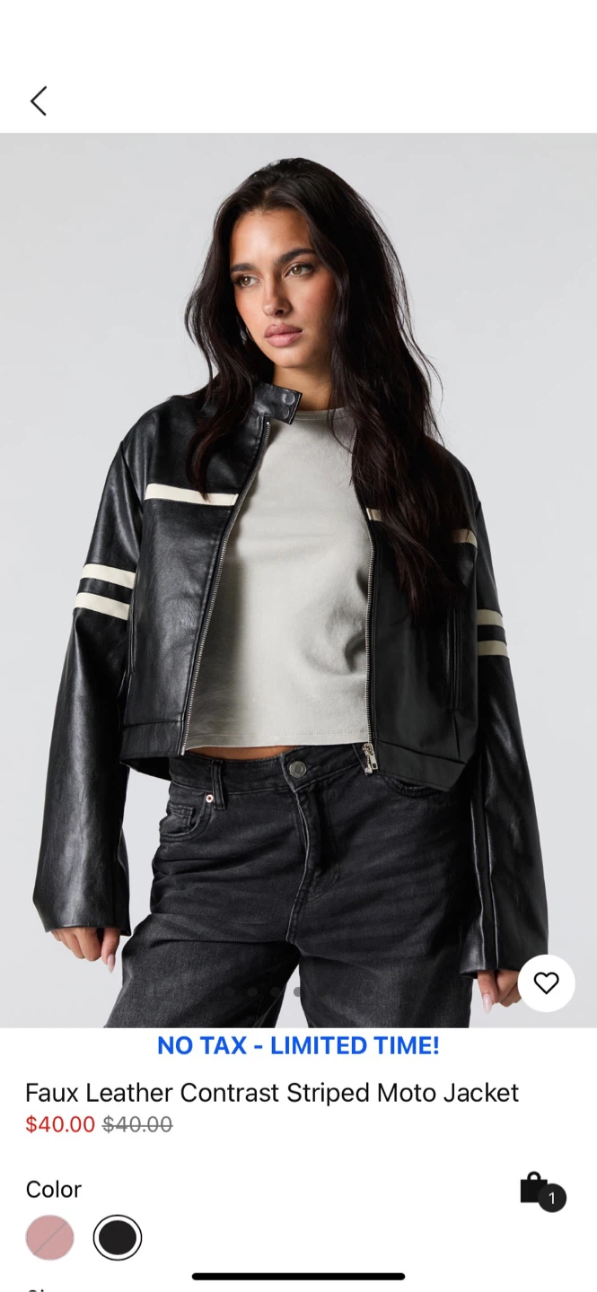 New Streetwear Society Faux Leather Moto Jacket - Black, Size M