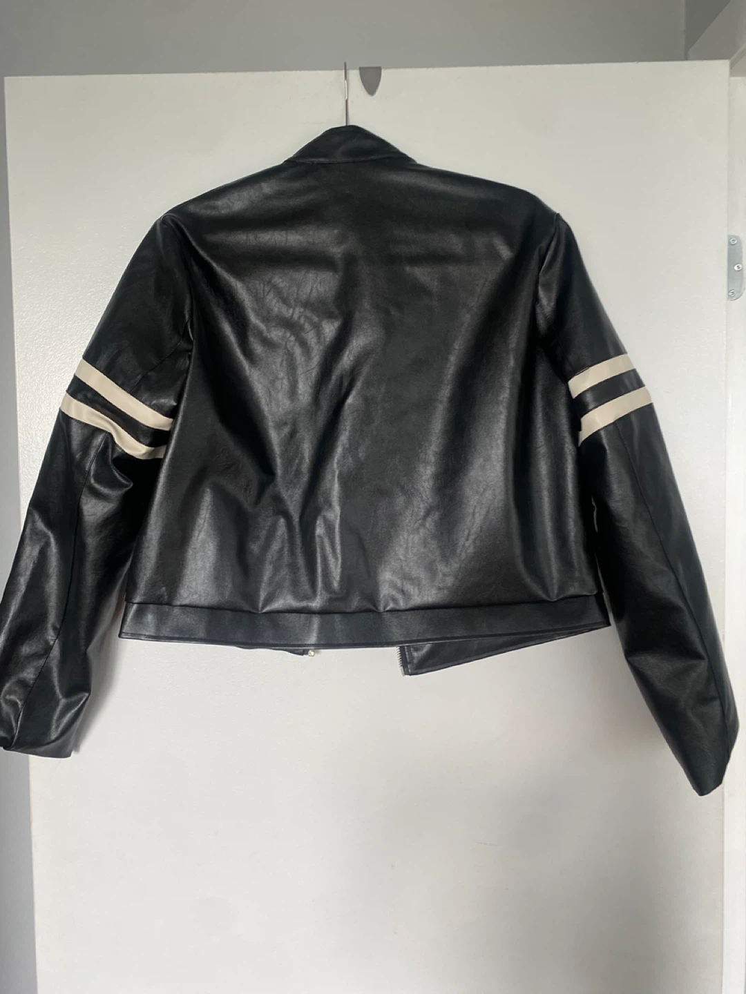 New Streetwear Society Faux Leather Moto Jacket - Black, Size M - photo 3