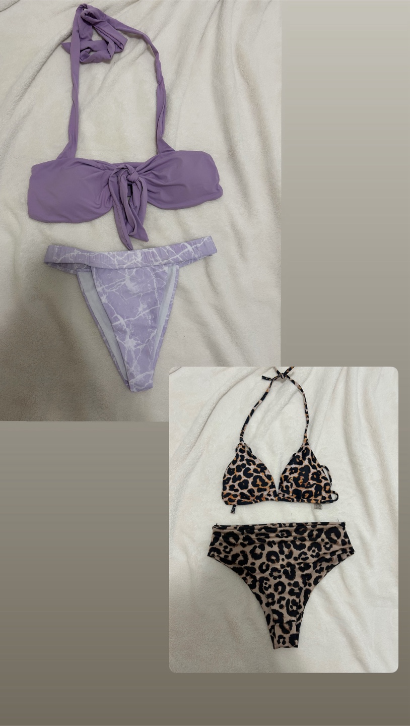 Two Swimsuits: Purple & Leopard Print