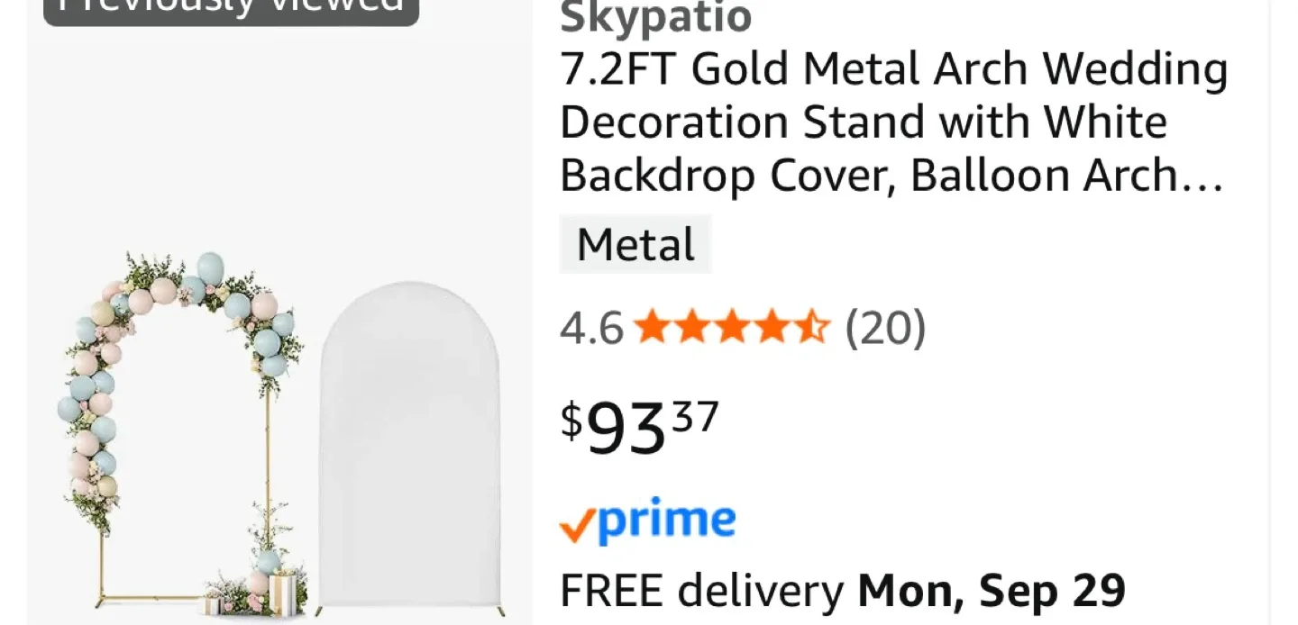 Skypatio 7.2FT Gold Metal Arch Wedding Decoration Stand thumbnail