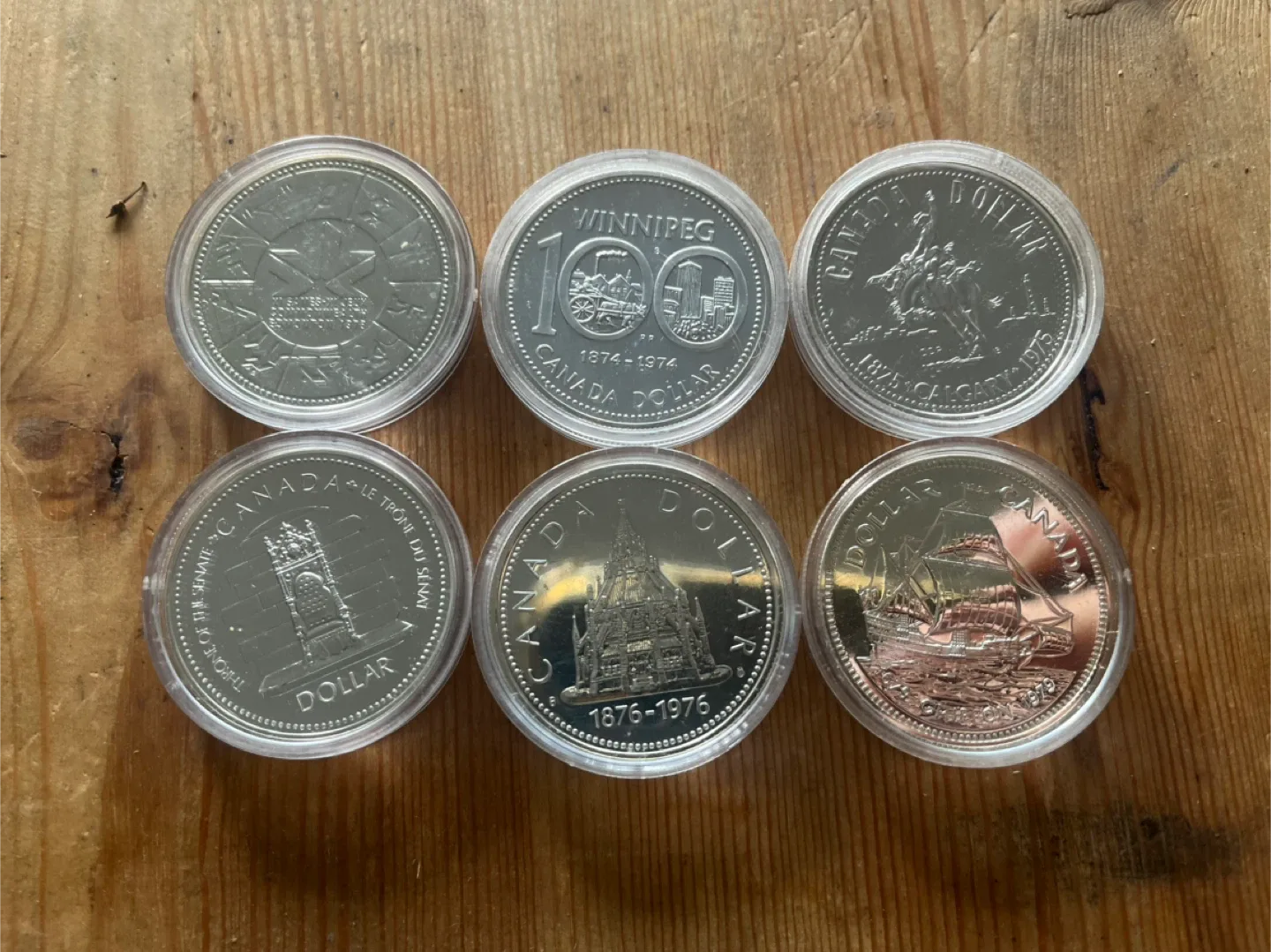Vintage Canadian Silver Dollar Coins (6)